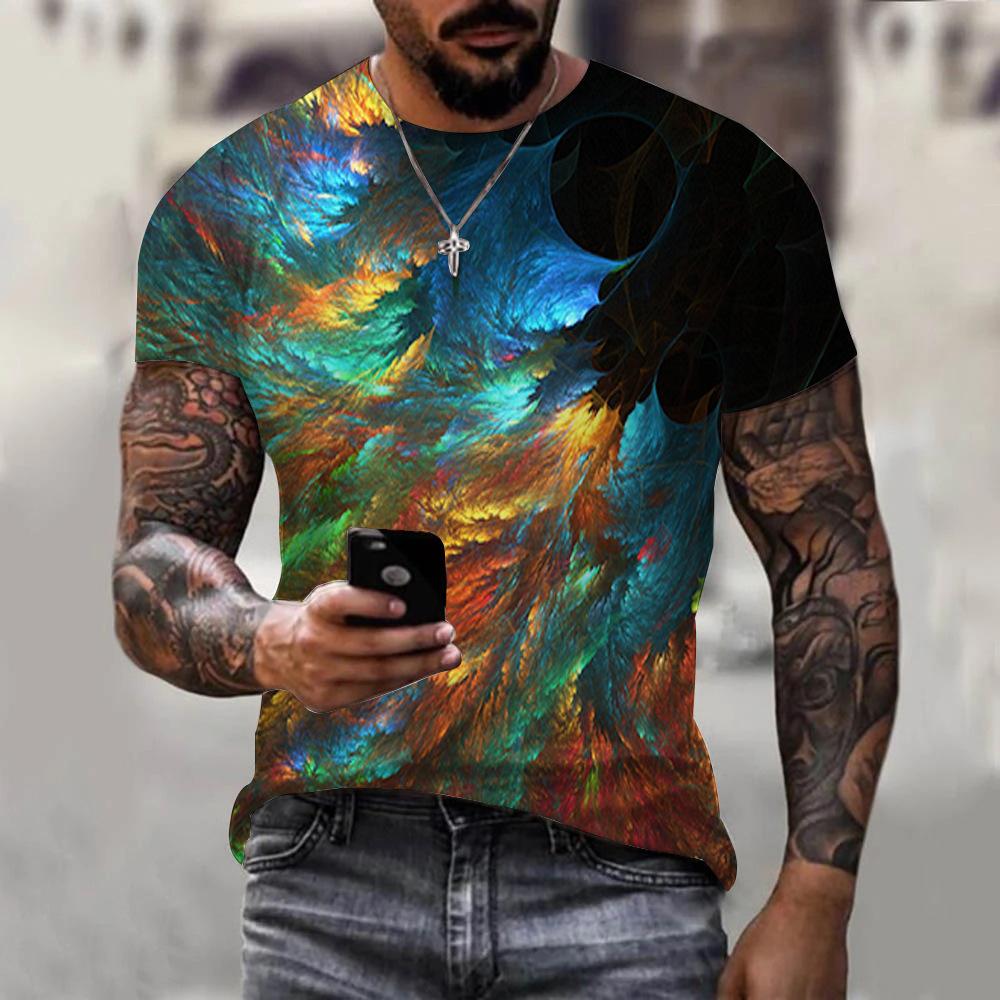 2023 Color Graffiti Print 3DT-shirt Men and Women, Animal 3d Digital Print Summer Short-sleeved T-shirt