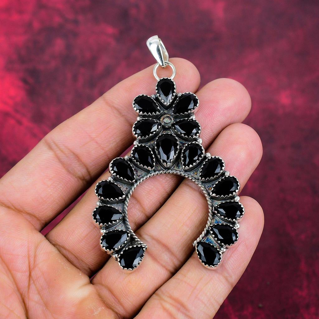 Black Spinel Pendant, 925 Solid Sterling Silver Gemstone Jewelry, Handmade Pendant, For Thanksgiving