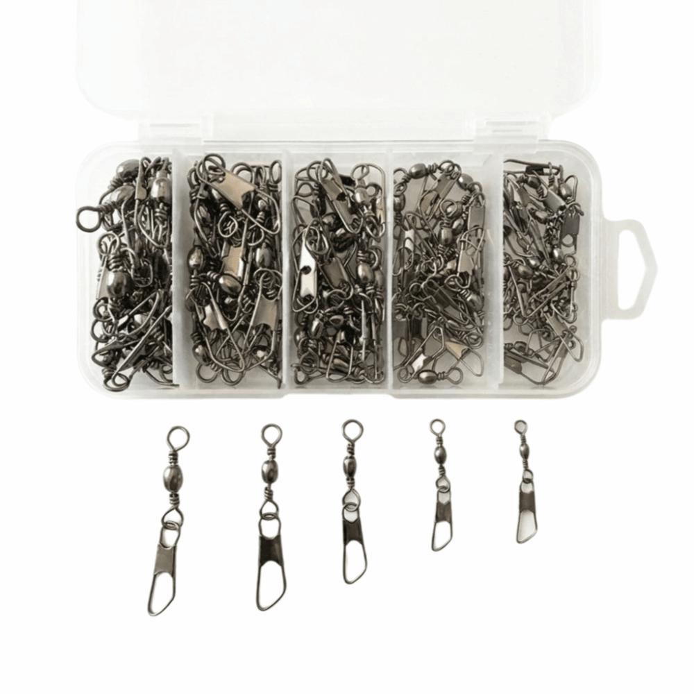 160PCS with Safety Snap Fishing Barrel Swivel Fishing Line Connector  Saltwater Fishing