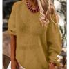 Imitation mohair one-word neck sweater women's autumn and winter knitted top fashion casual sweater women