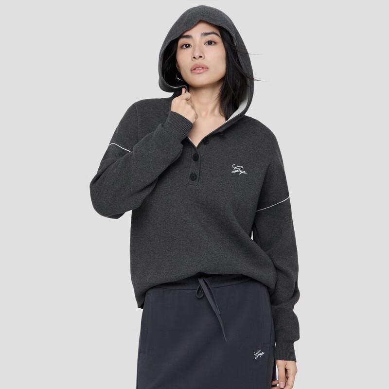Gap Women's Loose Fit Logo Button Hooded Knit Top