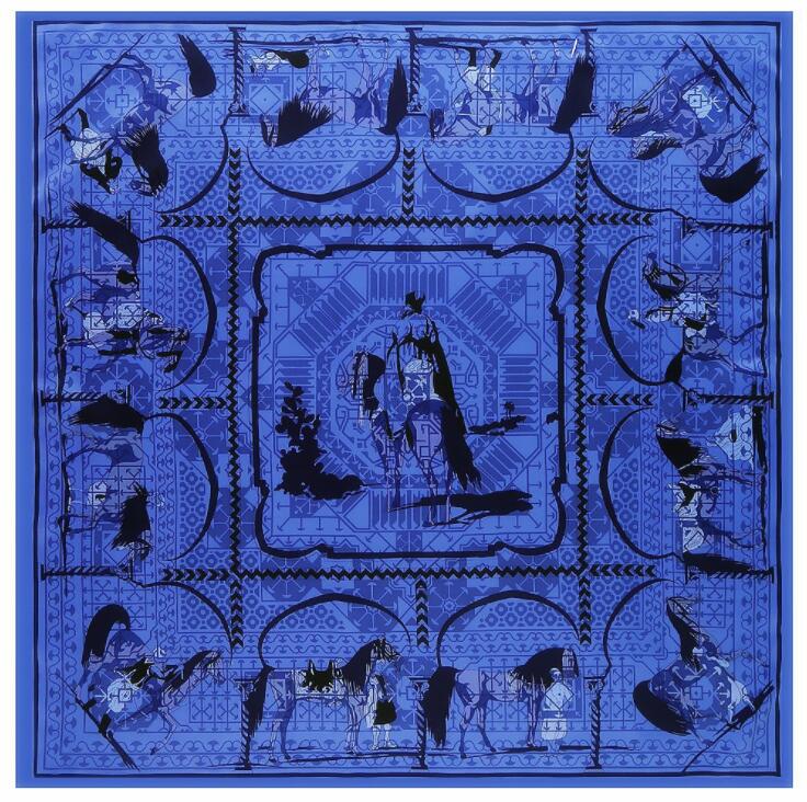 New Luxury Brand Design Sago Cycas Palm Tree Winter Square Scarf 130cm Twill Silk Scarf Women Kerchief Scarves For Ladies