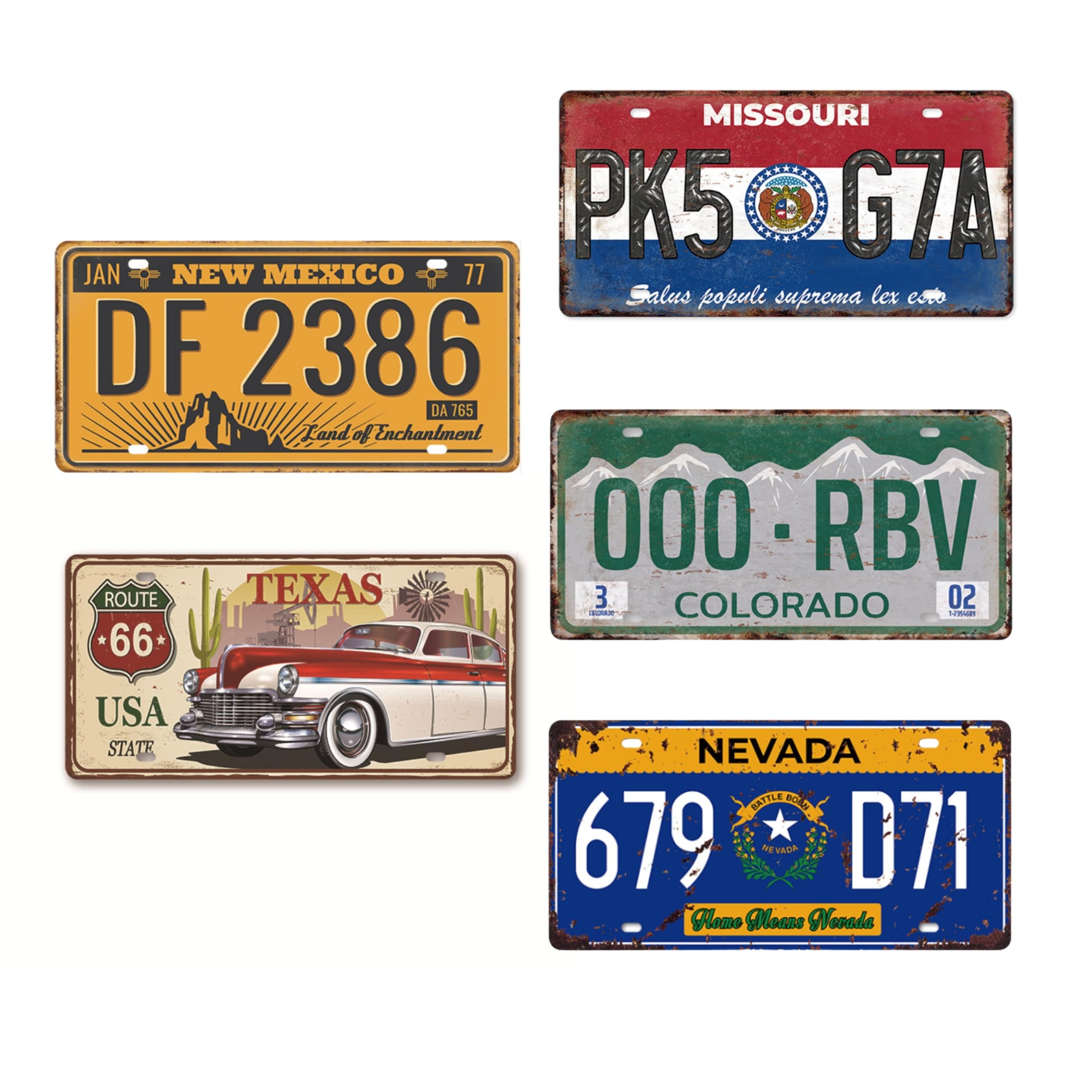 American Retro American Goods Interior Tin Sign MSW2554 Number B (Set of 5)