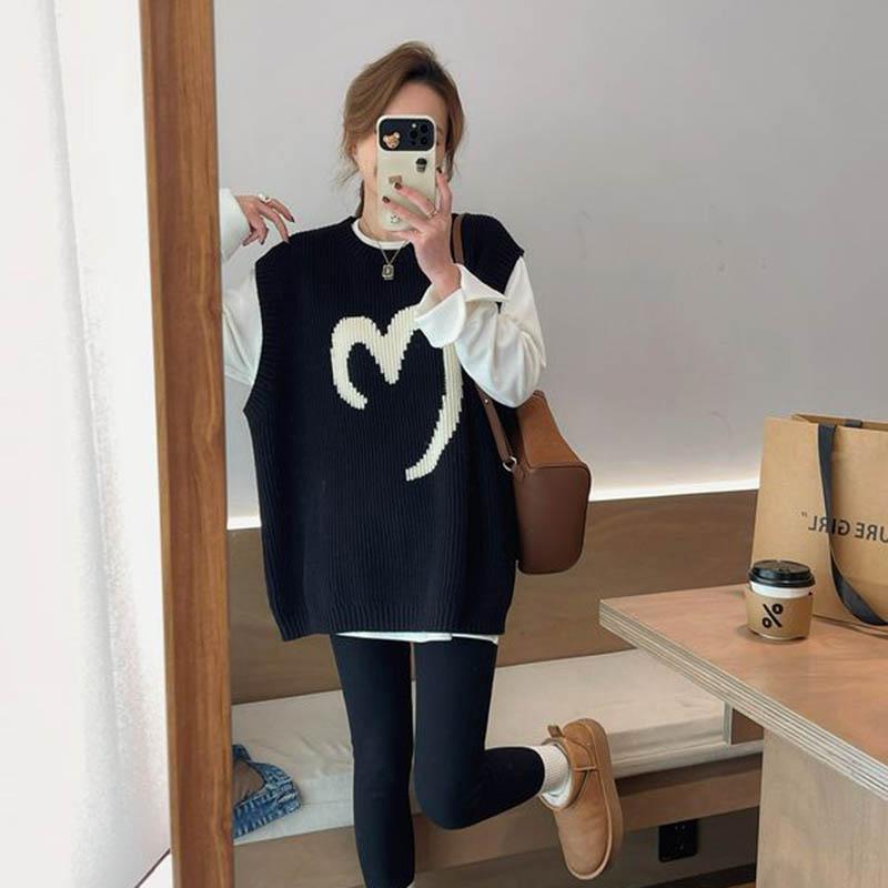 Vest for Women Cotton Winter Sleeveless Tops Knitted Sweater Vest Oversize Thickened Casual Vest