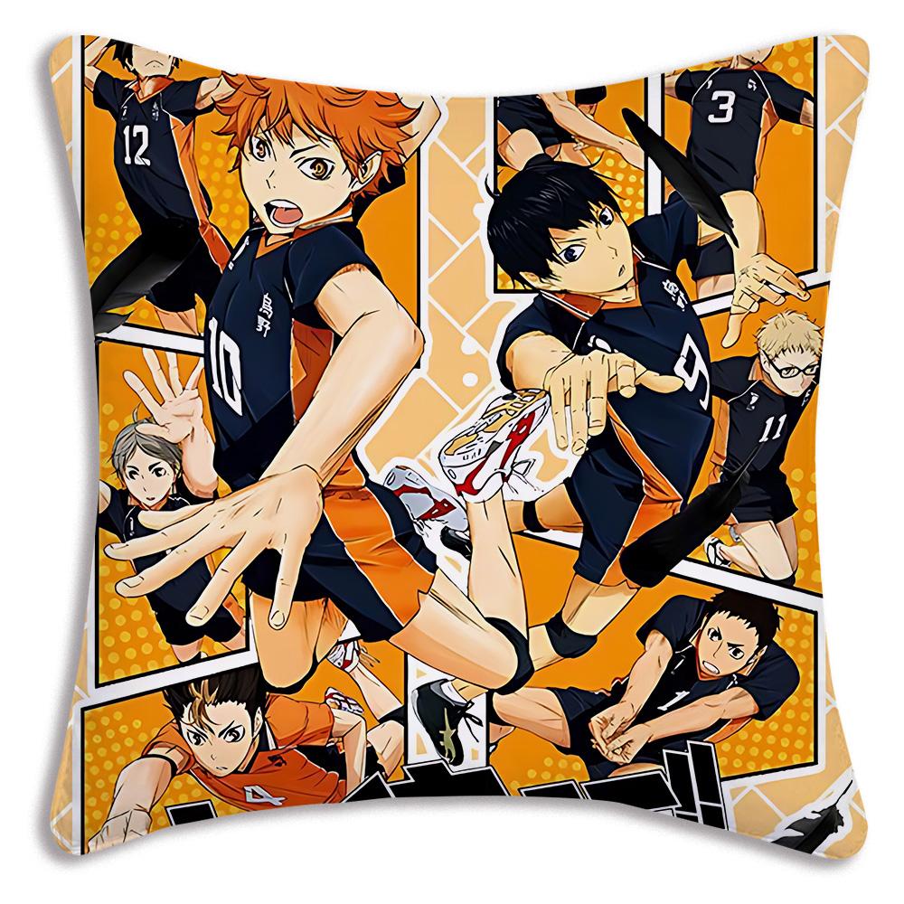 Comic Anime h-Haikyuus Kissenbezüge Cartoon Sofa Dekoratives Zuhause Zweiseitiger Druck Kurzer Plüsch Niedlicher Kissenbezug