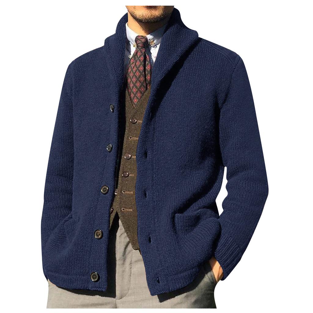 Men's Cardigan Casual Shawl Long Sleeve Solid Button Knitting Sweater