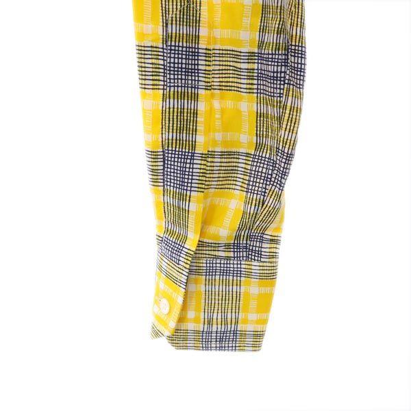 Givenchy 80s Vintage Check Pattern Long Sleeve Shirt 37 Yellow Men's Used