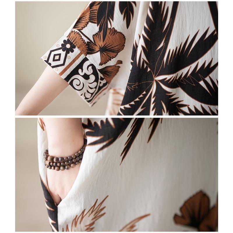 Dimanaf 2025 New Women Plus Size Summer Loose Dress Casual Fashion Holiday Dress Basic Vintage Short Sleeve