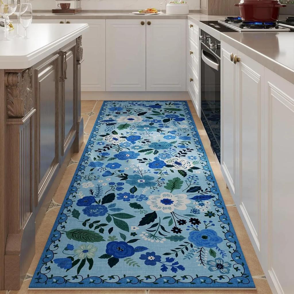 Runner Rug for Hallways Kitchen Machine Washable Carpets with Rubber Backing Soft Floral Rugs for Kitchen Decor Rugs for Bedroom
