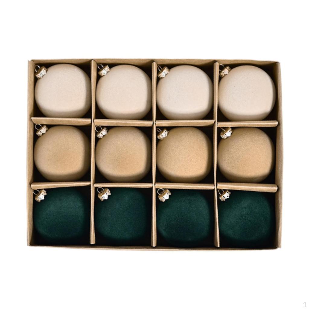 12 Pieces - Ornaments, Flocked Christmas Decoration, Shatter Decorative Balls