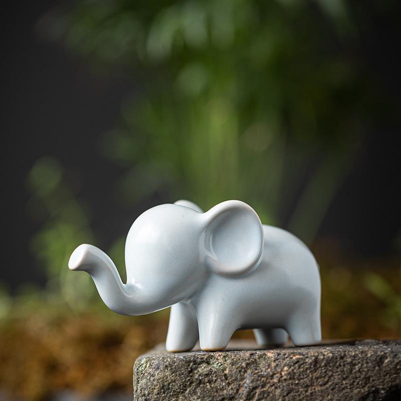 Elephant Ceramics Crafts Figurines, Modern Art Ornaments, Animal Feng Shui, Home Interior, Office Decor Accessories