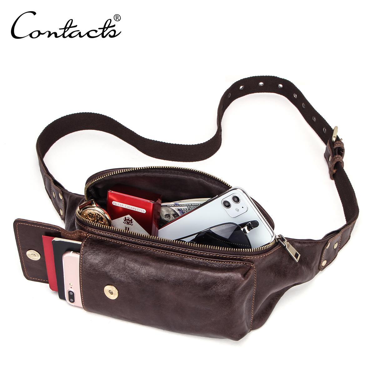 

CONTACT S мужская поясная сумка из натуральной кожи с отделениями для телефона и документов