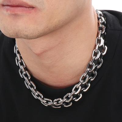Vintage 50CM Lange 20MM Breite Choker-Halskette Mann Solide Poliert Matt Edelstahl Gliederkette Halsketten für Männer Männlicher Schmuck