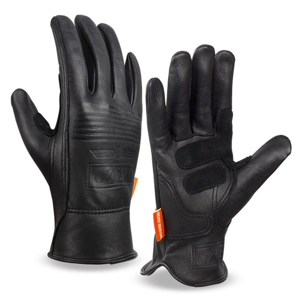 Keep Warm Motorcycle Riding Gloves Sheepskin Leather Outdoor Sport Gloves  Unisex