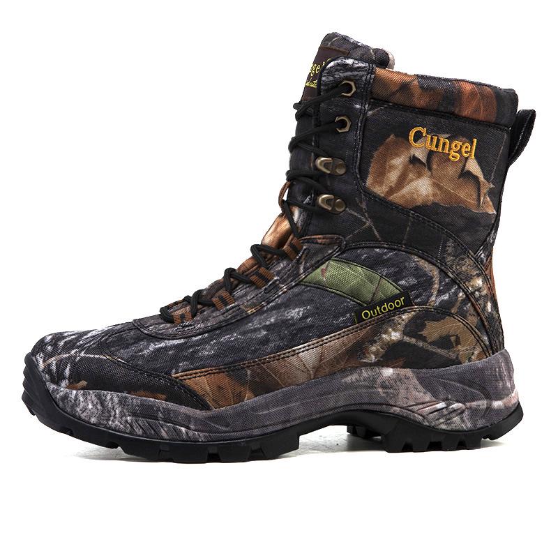 Men's High-Top Tactical Mountaineering and Hiking Boots - Camouflage Combat and Work Footwear