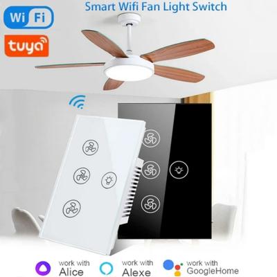 Tuya WiFi Smart Lüfter Licht Schalter Touch Panel Schalter APP Sprachsteuerung Timer Verschiedene Geschwindigkeiten Funktioniert mit Alexa Google Home