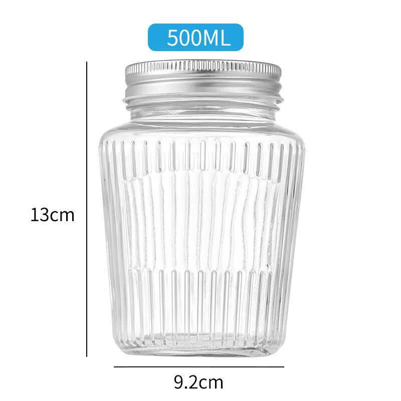 ZISIZ Vertical Striped Glass Storage Jar Set