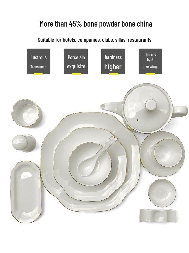 Luxurious Gold Rimmed Bone China Table Setting for Upscale Hotels and Private Clubs