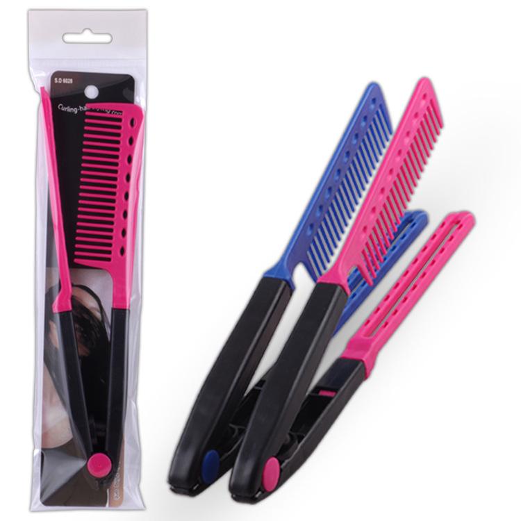 Hairstyling V-Shaped Clip Comb, Dual-Purpose Comb For Straightening And Curling Hair, Portable And Easy To Operate Hair Styling Tool