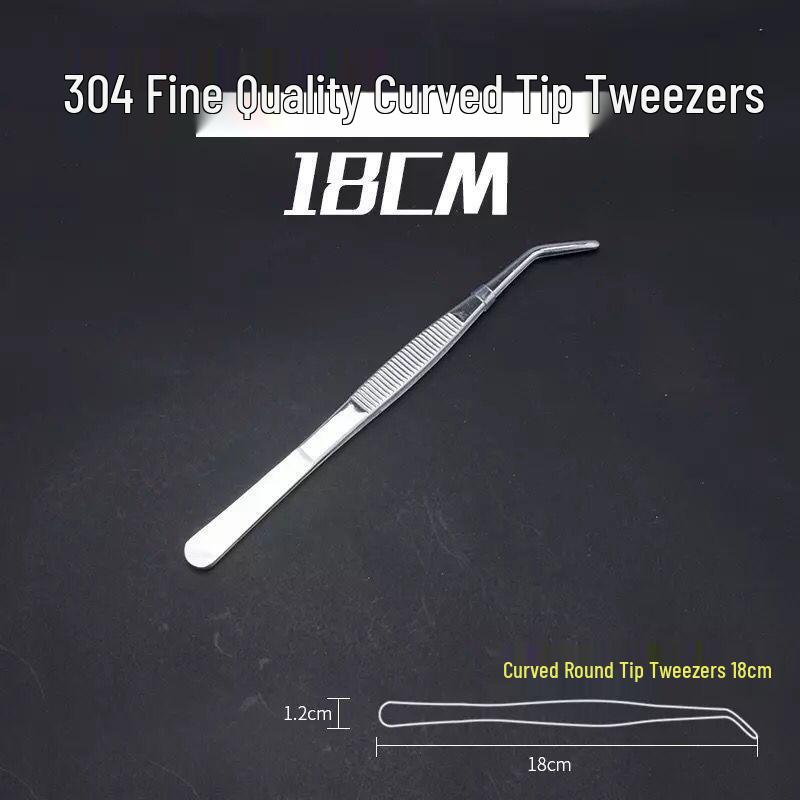 304 Stainless Steel Multifunctional Tweezers: Thickened Straight & Round Head, Bent Tip, Ideal for Aquatic Plants and Succulents.