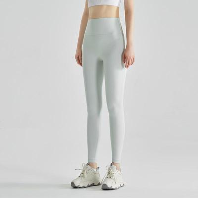 Damen Yoga-Hose im europäischen Stil, Nude: Hohe Taille, Gesäßlifting, Bauchstraffung, Nahtlos, Neun-Punkt-Länge