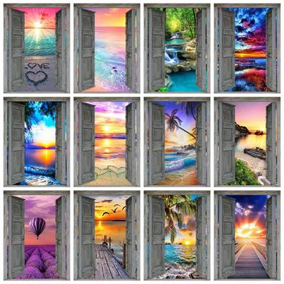 Pittura diamante 5d completa rotonda/quadrata porta natura arte diamante ricamo mosaico paesaggio mare set decorazione casa kit artigianale