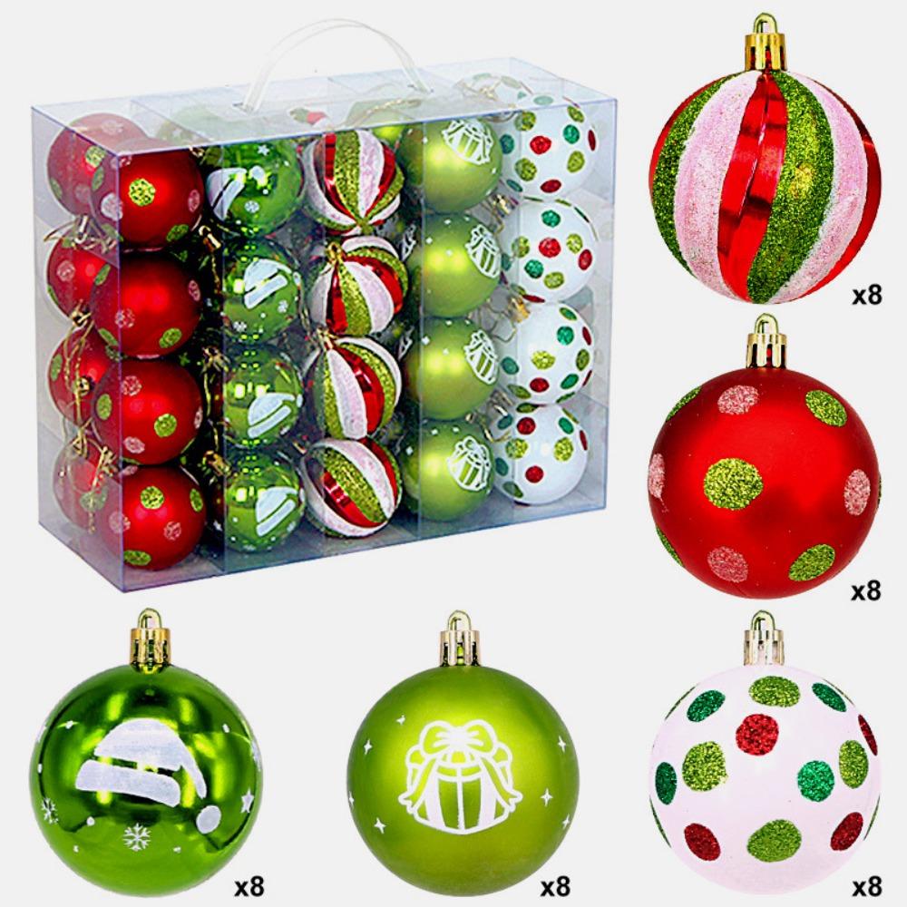 

40PCS Durable Plastic Christmas Ball Set Multicolor Suspensable Xmas Ornament Ball 6cm Xmas Baubles Scene Supplies 1.5cm