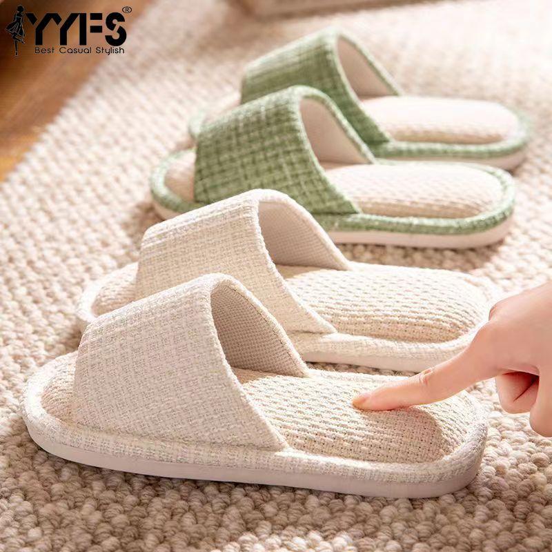 Home Indoor Spring and Autumn Household Guests Couples Four Seasons Reception Anti-slip Slippers Cotton Linen Slippers Linen Slippers