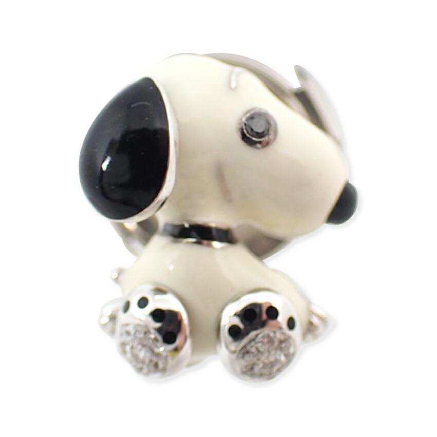 

[Used] K18WG Black Diamond Snoopy Brooch/g531-20