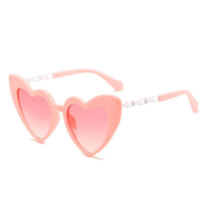 Chain Sunglasses, Cute Peach Heart Glasses, Personalized Heart Sunglasses.