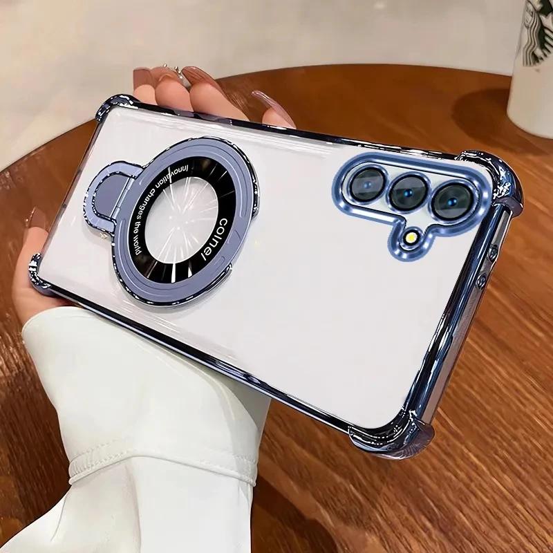 

Shockproof Plating Magnetic Bracket Magsafe Case For Samsung Galaxy A16 A26 A36 A56 A17 A07 A06 A15 A25 A35 A55 A14 A24 A34 A54 A16 5G