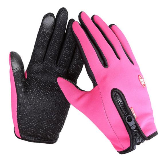 Men Women Windproof Zipper Touch Screen Gloves Ski Snow Motorcycle Warm Mittens