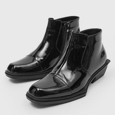 Mode homme punk hip hop bottes chelsea chaussures de créateur bout carré botte cowboy cuir verni cool tendance plateforme cheville botas
