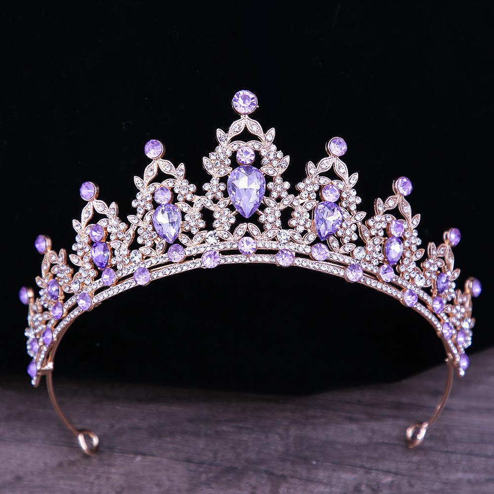 DIEZI Baroque Luxury Girls AB Red Green Blue Crystal Bridal Wedding Tiara Crown Bride Queen Headbands Hair Jewelry Accessories