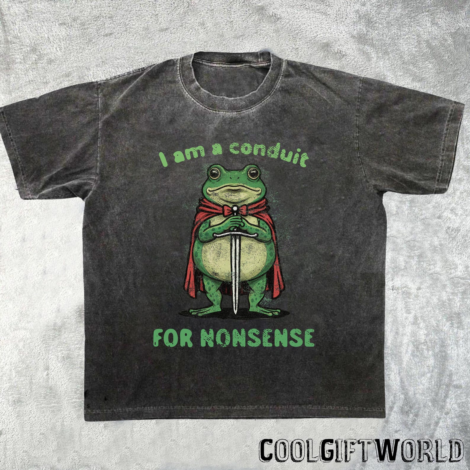 Funny Frog Graphic Tee: Conduit for Nonsense, Meme 90s T-Shirt XL