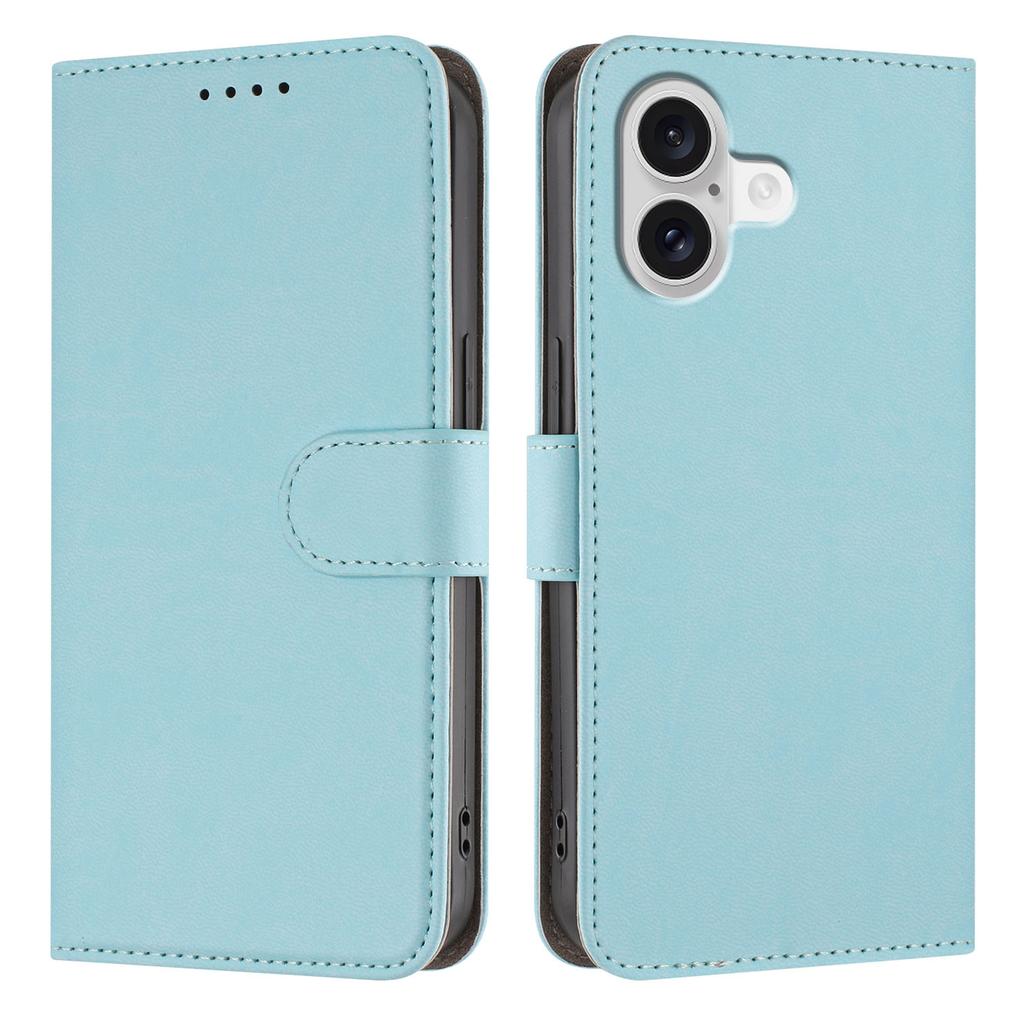 For iPhone 17 Leather Case Solid Color Phone Cover with Wallet