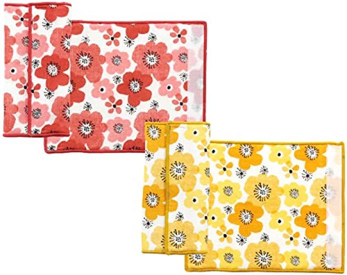 Maruwa Boeki Made In Japan Drool Set of Baby Flower Pink Flower Yellow Covers, 2, Hug, &