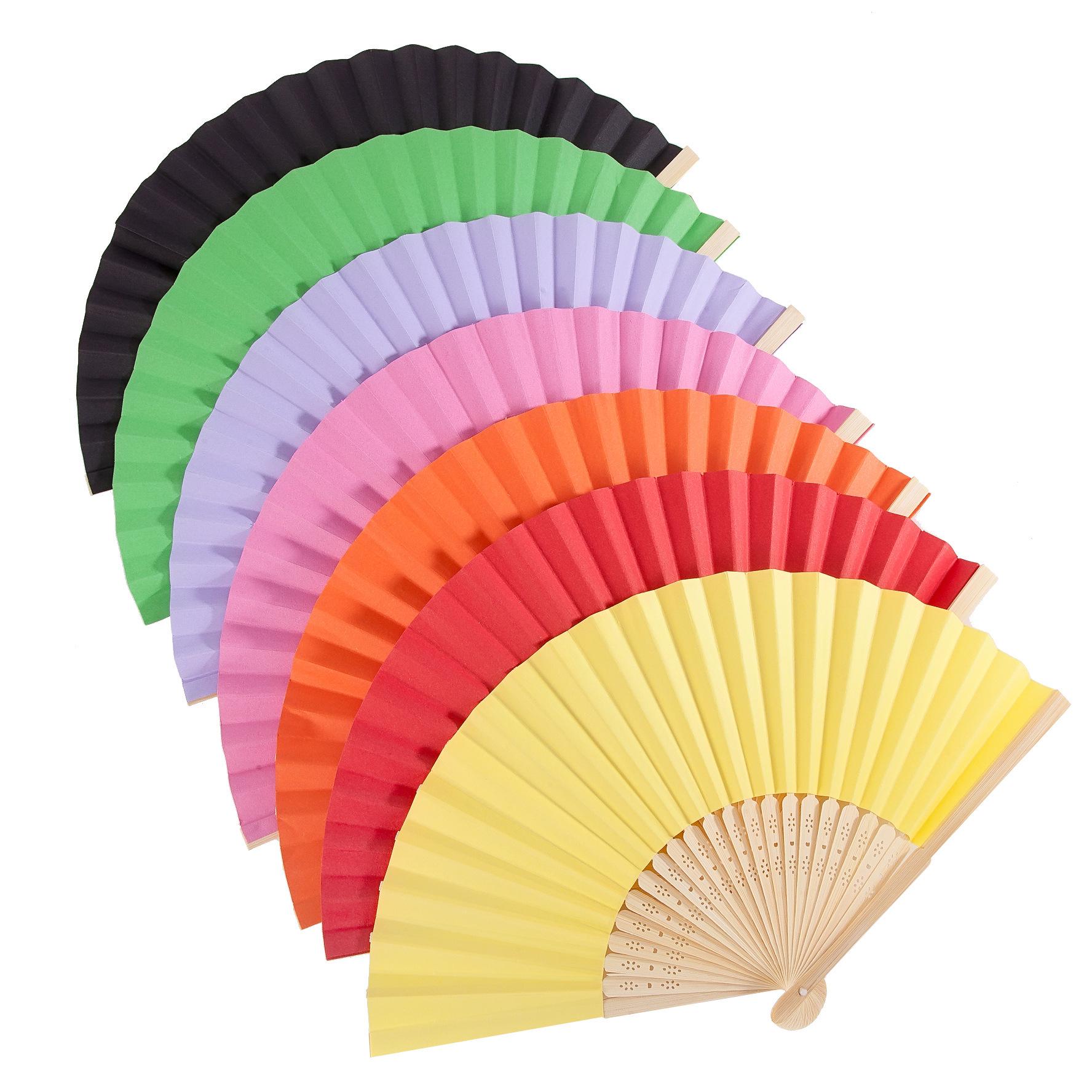 

21cm Solid Color Bamboo Paper Folding Fan - DIY Design and Draw