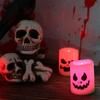 1/6Pack Halloween LED Candles Battery Operated Flameless Flickering Tea Lights Color Changing Votive Ghost Face Decor,Party Home