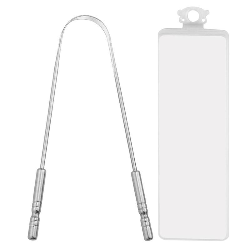 1Pcs Stainless Steel Tongue Scraper U-Shaped Metal Fresh Breath Cleaning Coated Tongue Toothbrush Oral Hygiene Care Tools