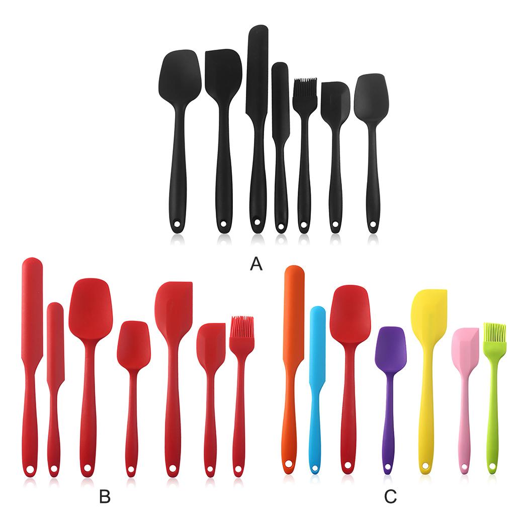 7 Pieces Silicone Spatulas Set Oil Brush Brush Cake Scrapers Kitchen Baking Utensils Tools for Cooking Mixing