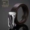 Z-Shaped Alloy Automatic Buckle Belt, Leather Elegant Light Luxury Belt, Business Casual Belt