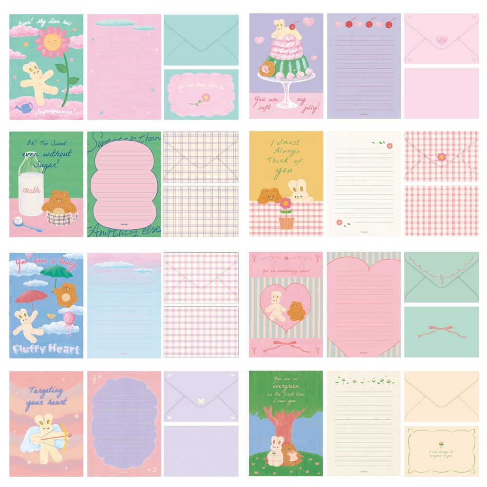 Monolike Unmatched Friends Lovely Day Letter Paper Set 32 sheets of letter paper 16 envelopes (8 types) - +
