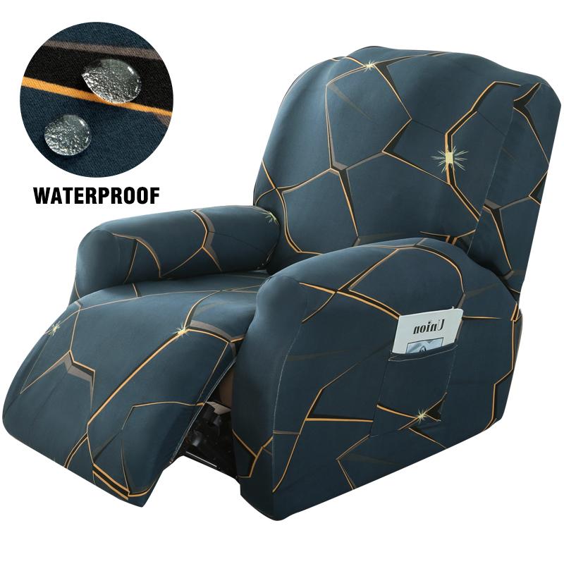 Water-Resistant Recliner Cover With Pockets Single Reclining Slipcover 4-Pieces Recliner Sofa Chair Cover Furniture Protector