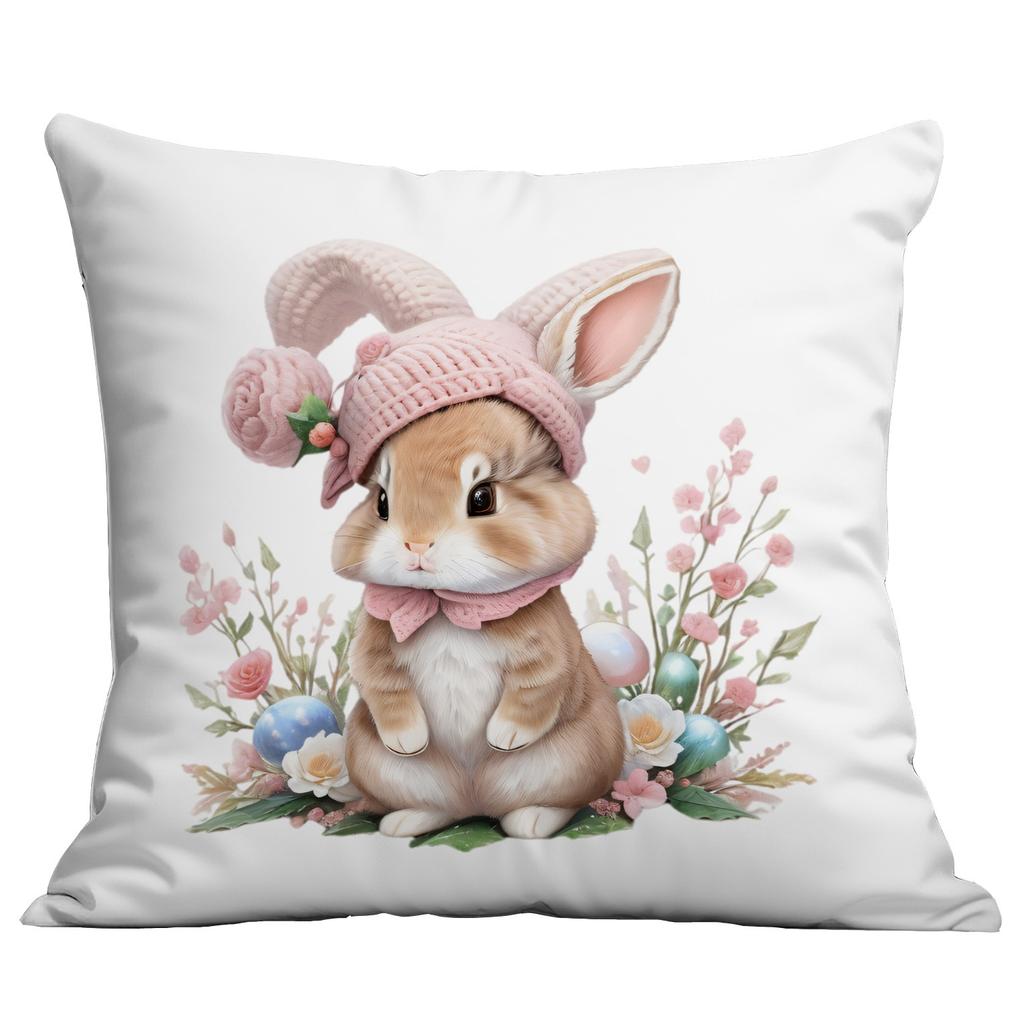 New Easter Pink Cute Rabbit Printed Pillow Cover Sofa Home Ornament Pillow Cover Premium Durable Quality Useful