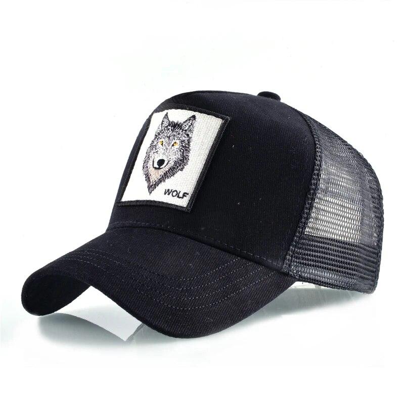 Cztery Pory Roku Czapka Trucker Męska Damska Snapback Hip Hop Czapka Baseballowa Z Haftem Naszywka Wilk Regulowany Daszek Kapelusz