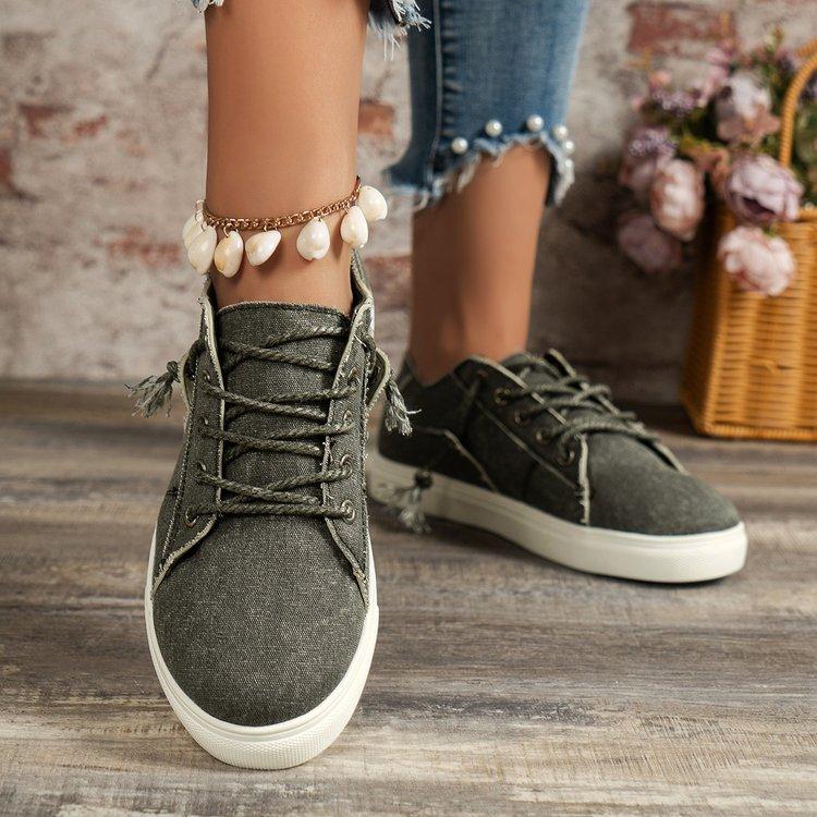 Lässige Damenschuhe aus Canvas in Übergröße, Herbst neu, bequeme Damen-Flachschuhe, Shein