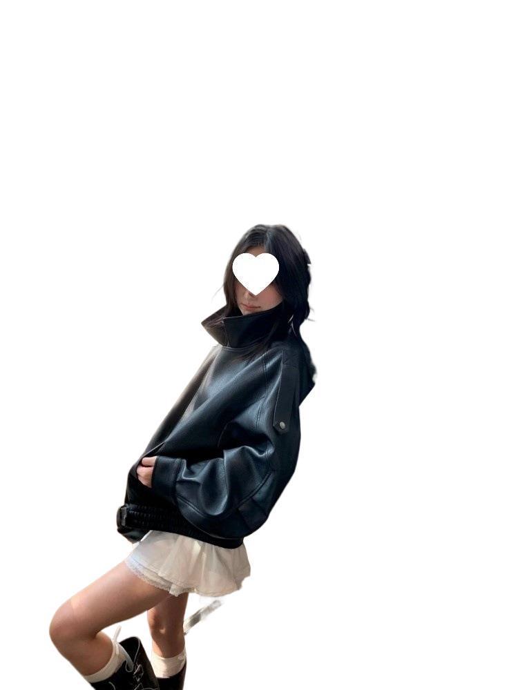 Women's Petite Cool & Sassy Leather Jacket - Trendy Spring 2025