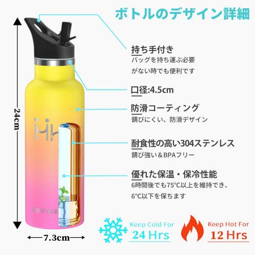 HAPPDA Water Bottle, 500ml, Insulated, Stainless Steel, Vacuum Insulated, Suitable for Carbonated Drinks, Easy To Clean, Coffee Compatible, Includes S