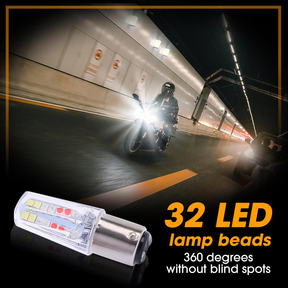1/10pcs Car 12V LED Rear Taillight Tail Brake Light Strobe Flashing LED Lamp Motorcycle Warning Light Bulb Red Stronger Light